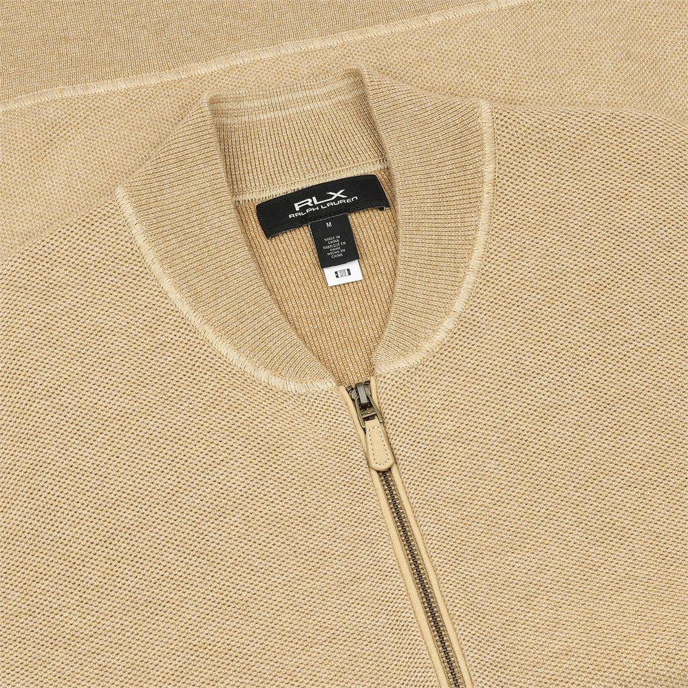 Mesh-Knit Cotton Full Zip Cardigan