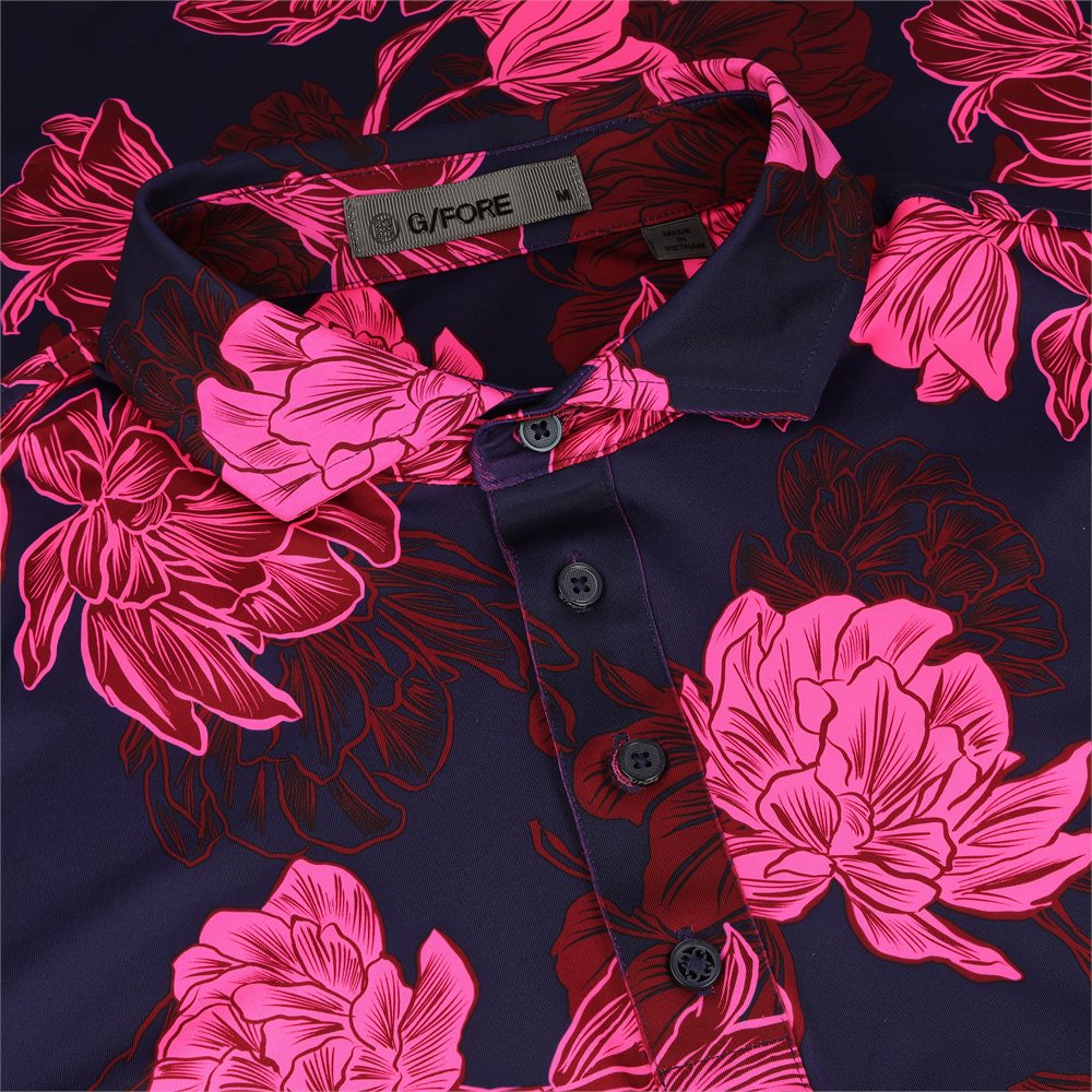 Stamped Floral Tech Jersey Polo
