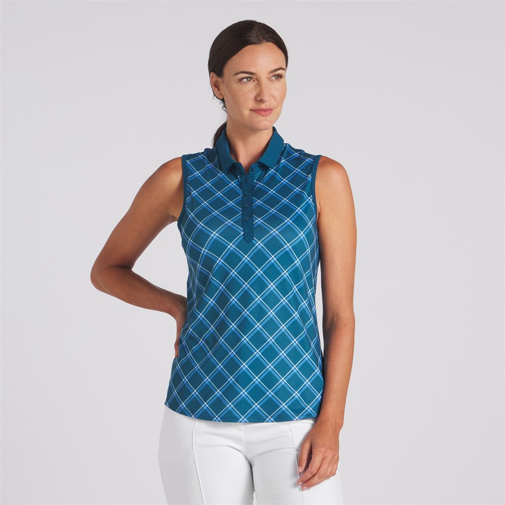 Women's CLOUDSPUN Plaid Sleeveless Polo