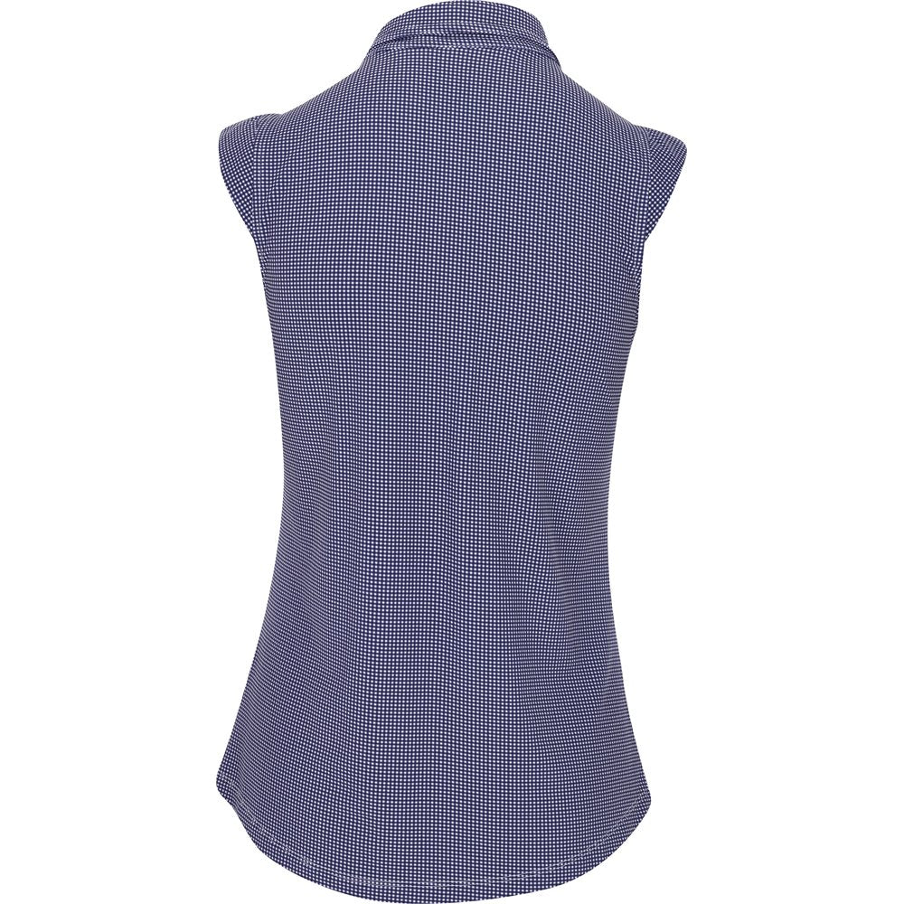 Women's Sleeveless Polo - Mini Check Print