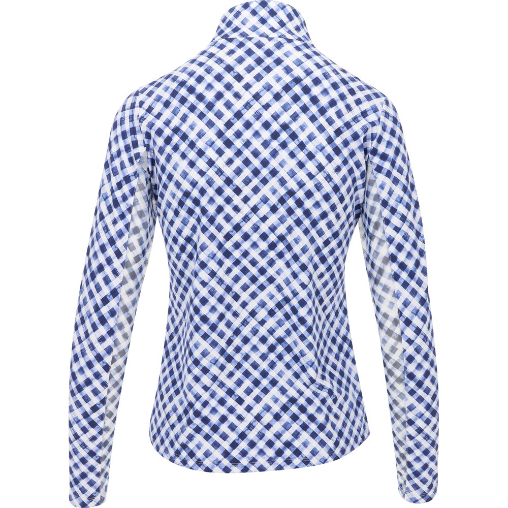 Women's Long Sleeve Mock Neck Top - Gingham Check Print