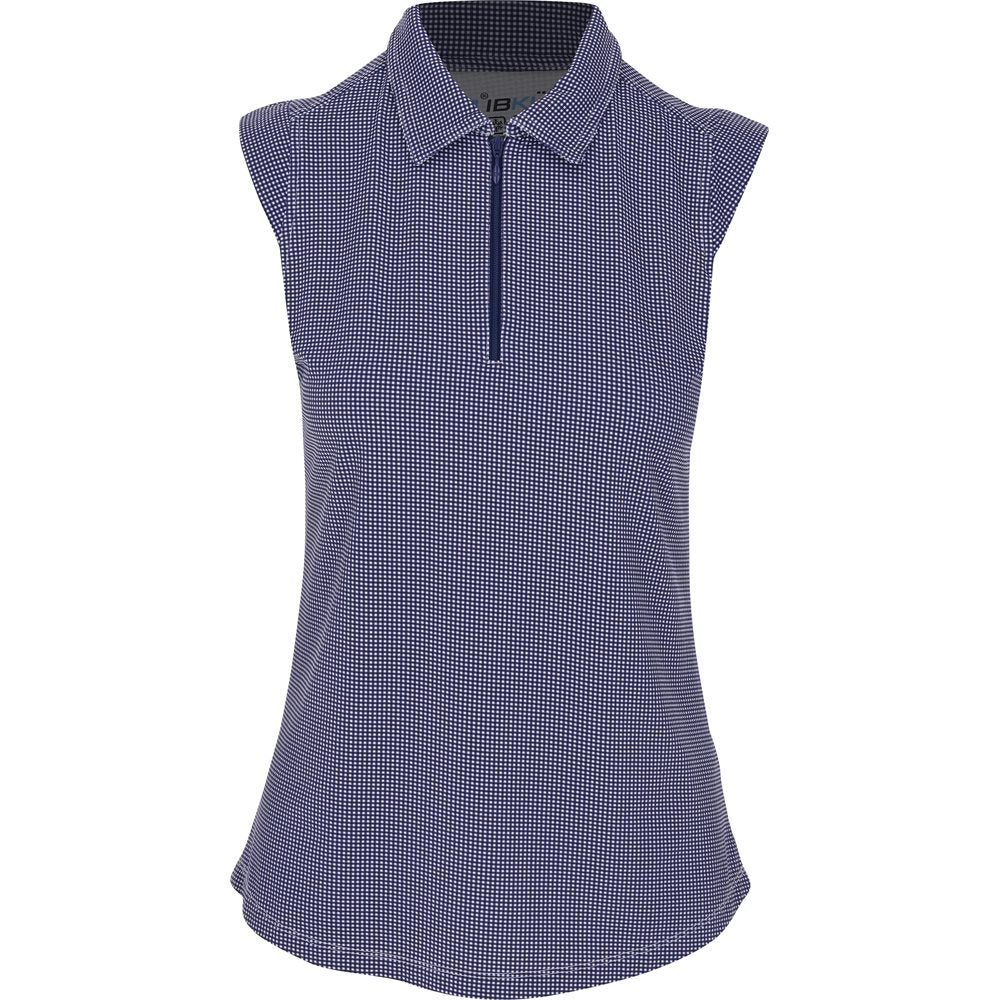 Women's Sleeveless Polo - Mini Check Print