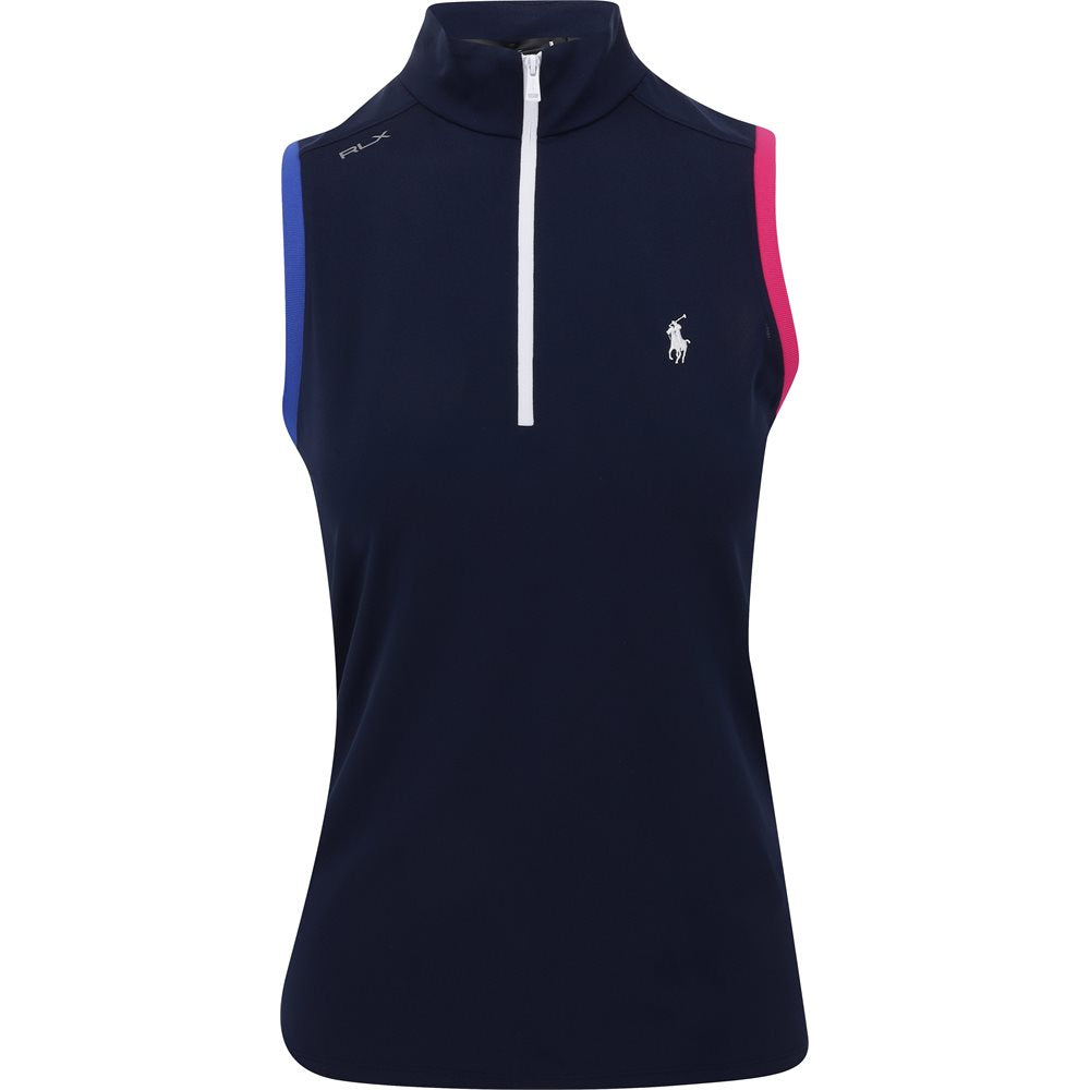 Women's Sleeveless Air Tech Pique 1/4 Zip Tri Color Polo