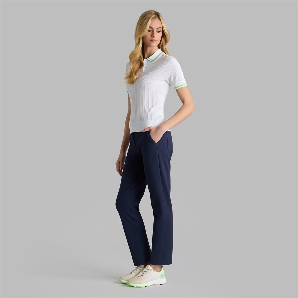 Women's Ribbed Cotton Blend Sweater Polo - Fairway Styles