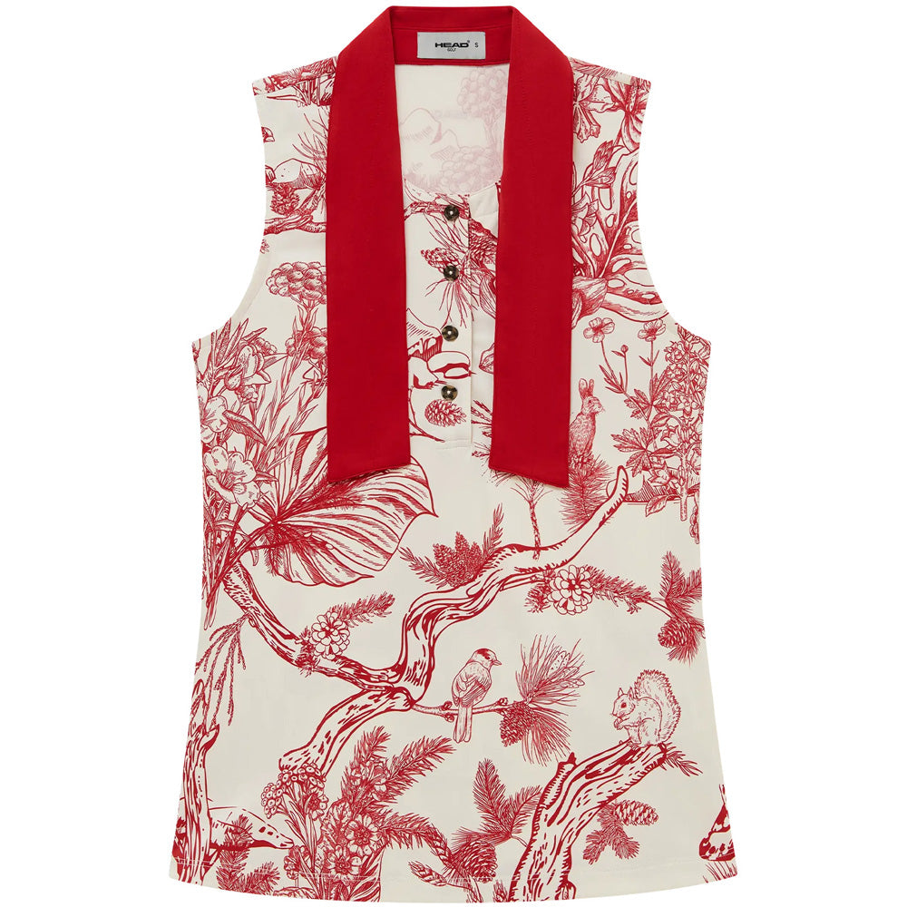 Women's Sleeveless Tie Collar Top