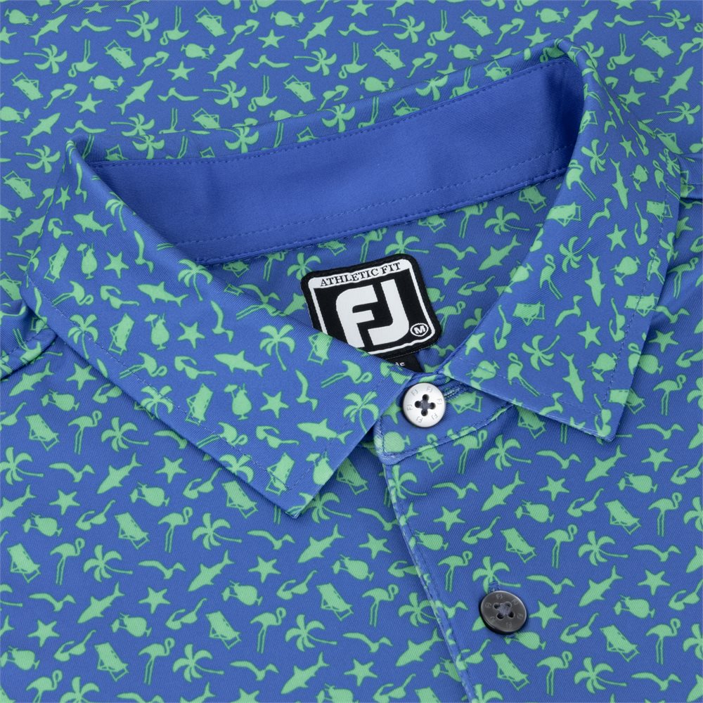 Athletic Fit Beach Print Lisle Self Collar Polo - Previous Season