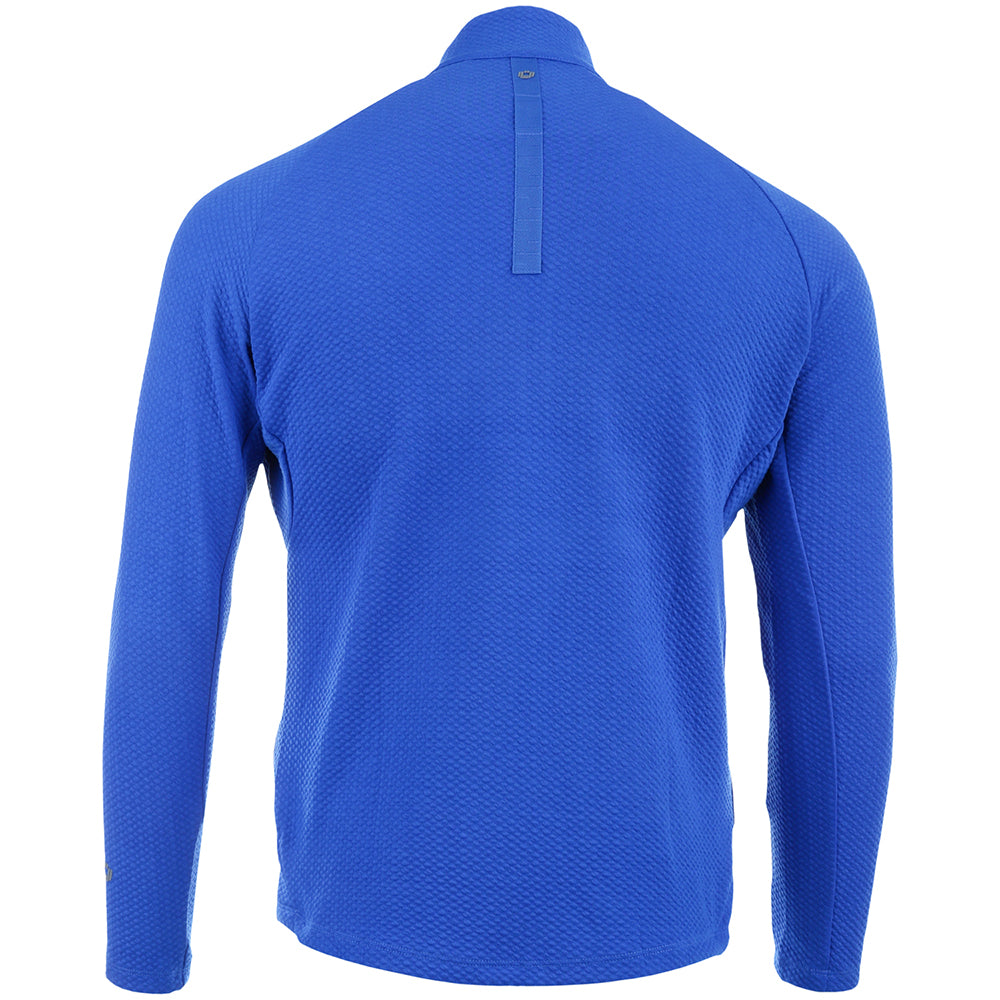 Solid Popcorn Stitch 1/4 Zip Mock Neck Pullover