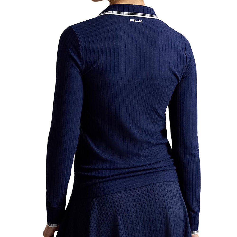 Women's Slim Fit Ribbed Long Sleeve Polo