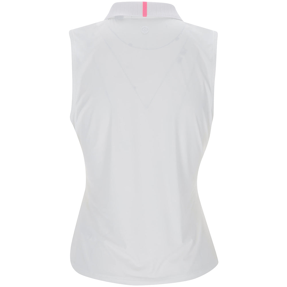 Women's Pleated Collar Silky Tech Nylon Sleeveless Polo