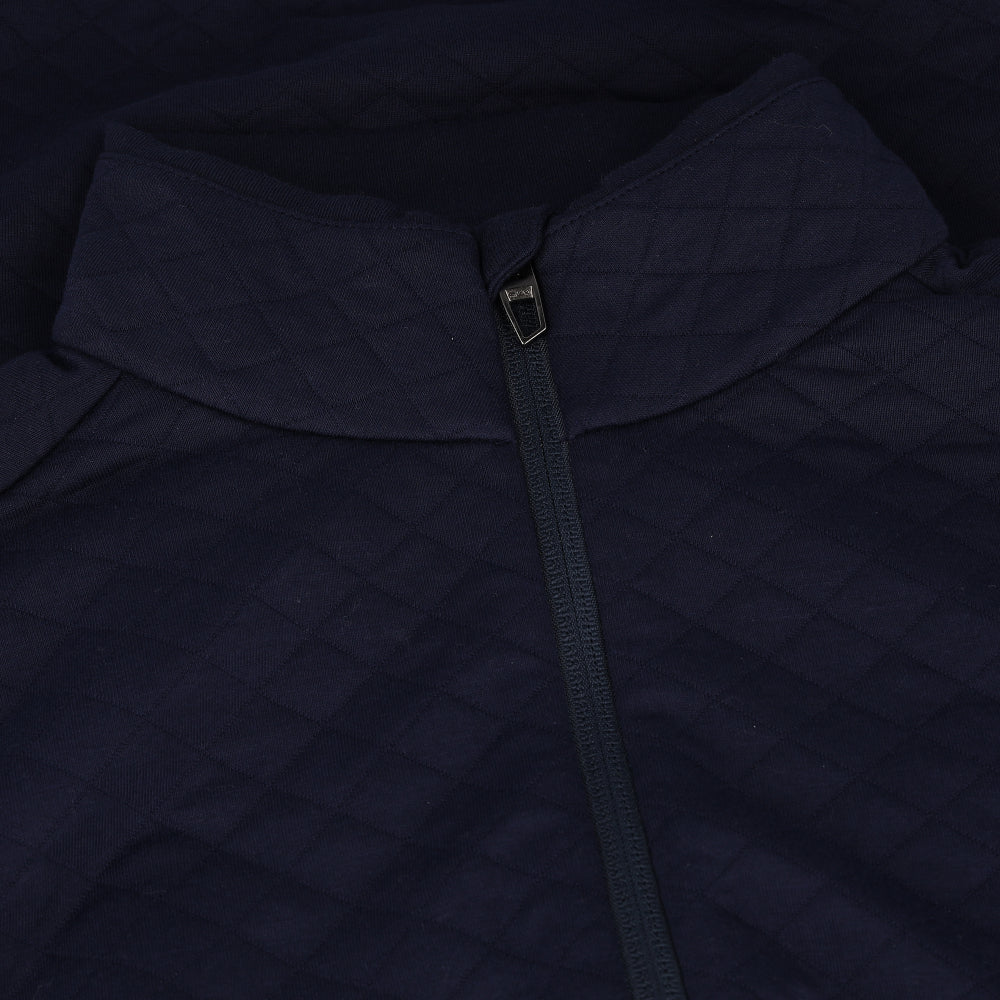 Quilted Double-Knit 1/4 Zip Mock Neck Sweatshirt