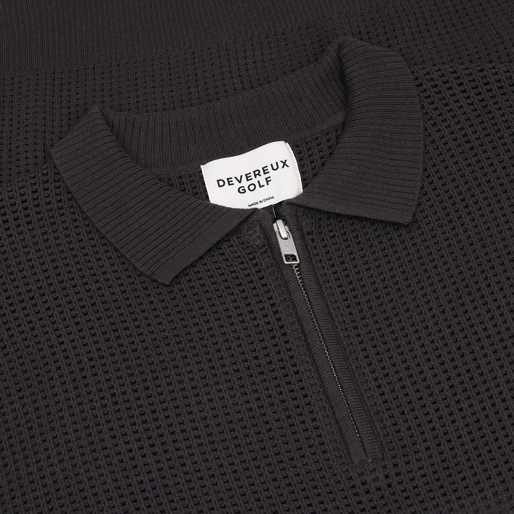 Loose Knit Long Sleeve 1/4 Zip Polo