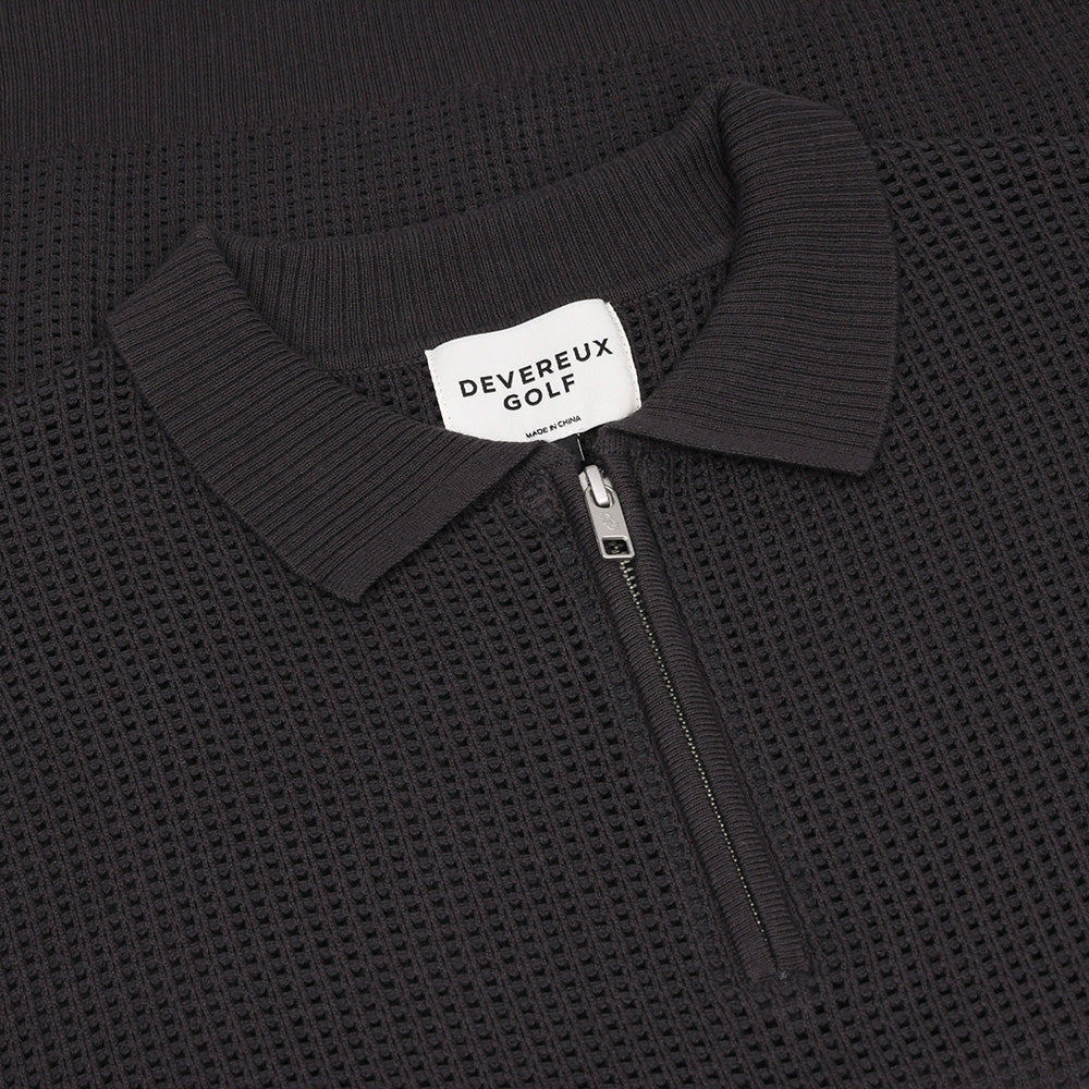 Loose Knit Long Sleeve 1/4 Zip Polo