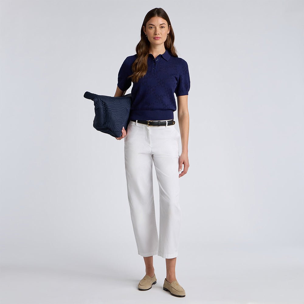 Women's Pointelle G Cotton Silk Cashmere Sweater Polo