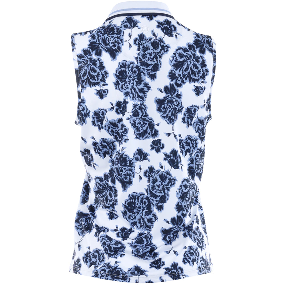 Women's Floral Print Silky Tech Sleeveless Polo