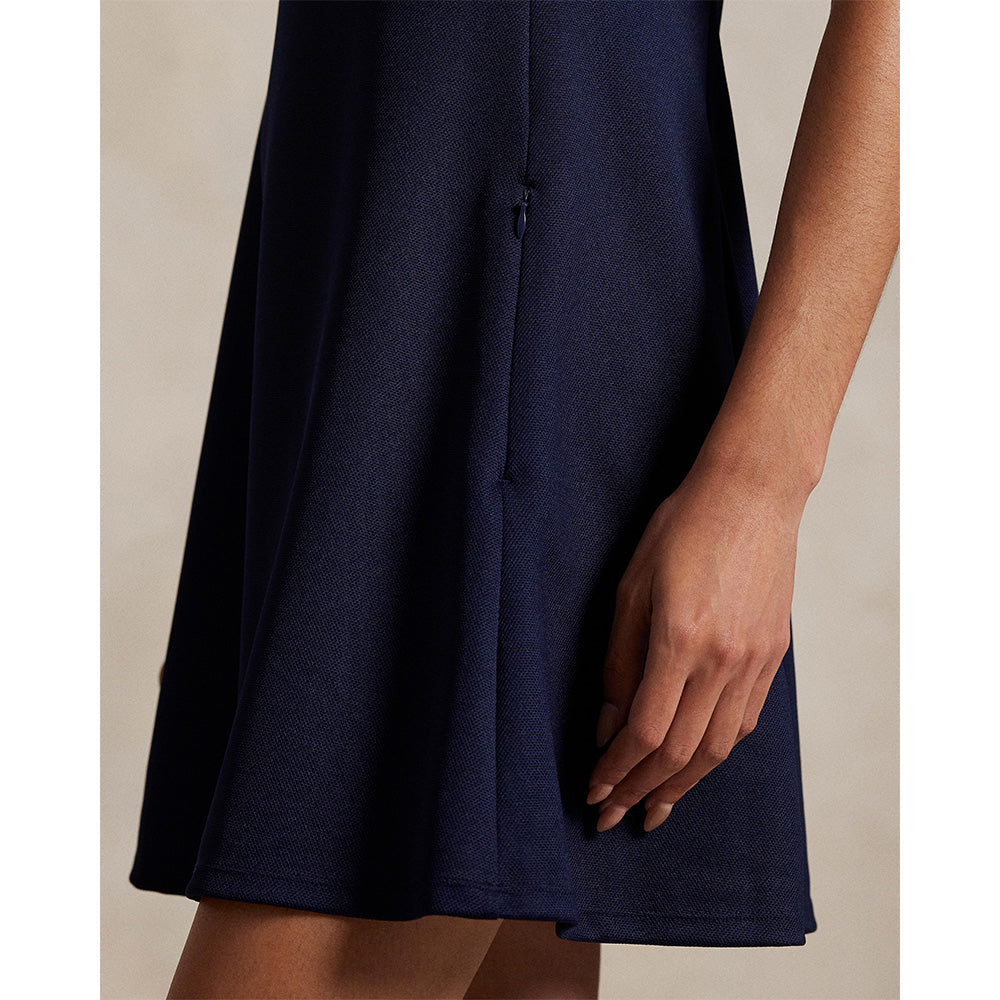 Women's Heavyweight Pique Knit Placket Short Sleeve Dress