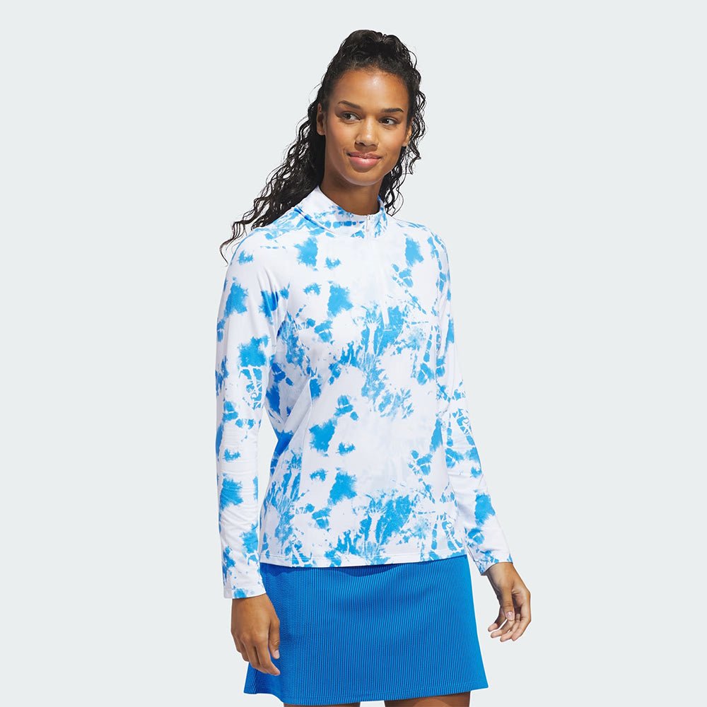 Women's Ultimate365 Printed Long Sleeve 1/4 Zip Mock Neck Polo