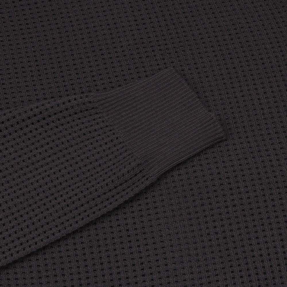 Loose Knit Long Sleeve 1/4 Zip Polo