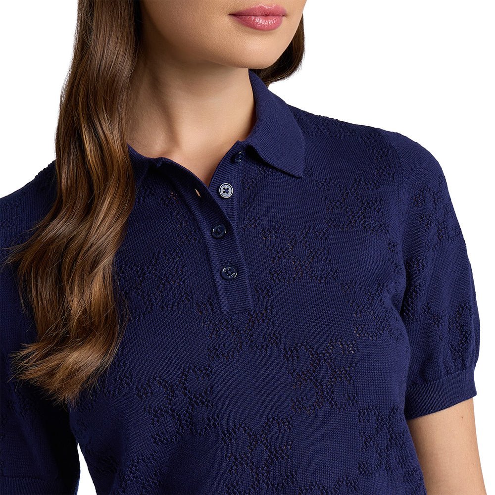 Women's Pointelle G Cotton Silk Cashmere Sweater Polo