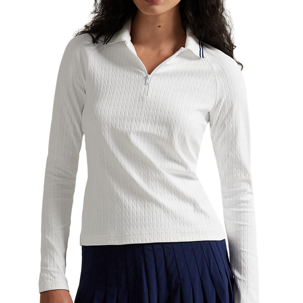 Women's Cable Long Sleeve 1/4 Zip Polo