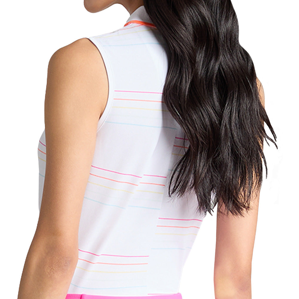 Women's Offset Stripe Tech Pique Sleeveless Polo