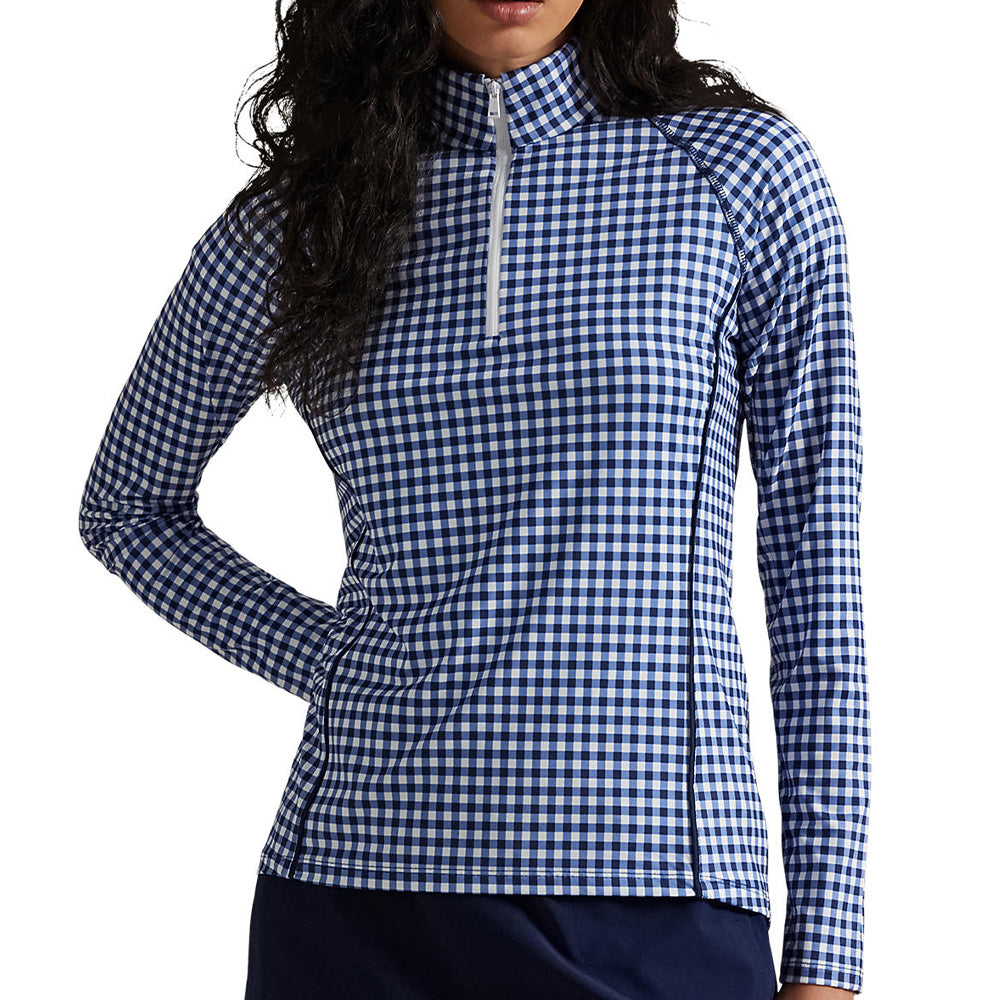 Women's Gingham Stretch-Jersey 1/4 Zip Pullover