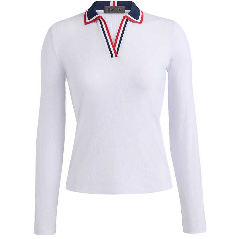 Women's Johnny Collar Ribbed Tech Long Sleeve Polo