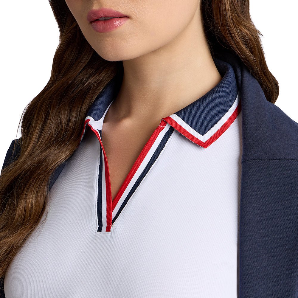 Women's Johnny Collar Ribbed Tech Long Sleeve Polo