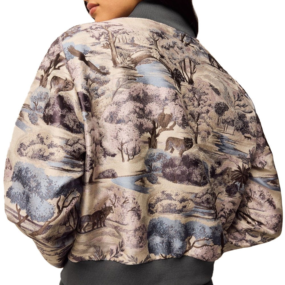 Women's Where Wolves Roam Jacquard Bomber Jacket - Fairway Styles