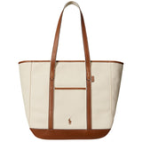 Women's Leather - Trim Canvas Medium Shopper Tote Bag - Fairway Styles