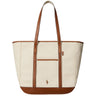 Women's Leather - Trim Canvas Medium Shopper Tote Bag - Fairway Styles
