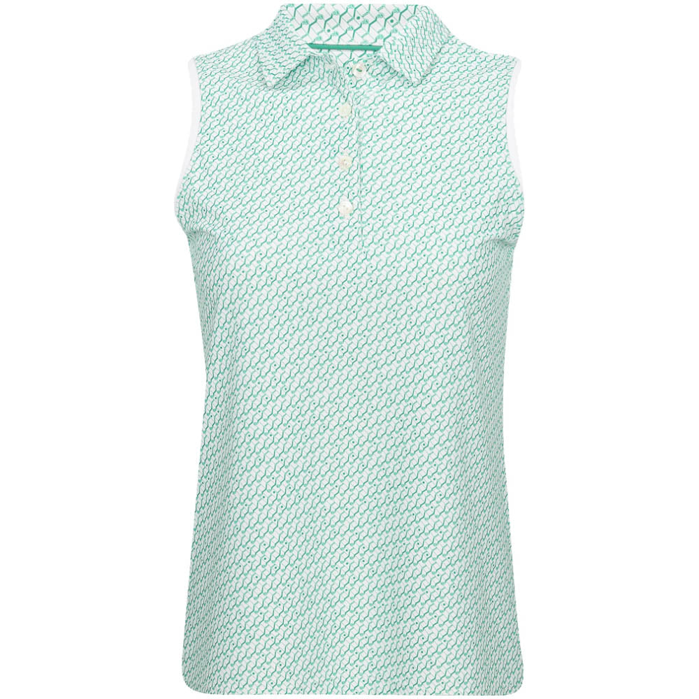 Women's Stepped Clubs Banded Sport Mesh Sleeveless Polo
