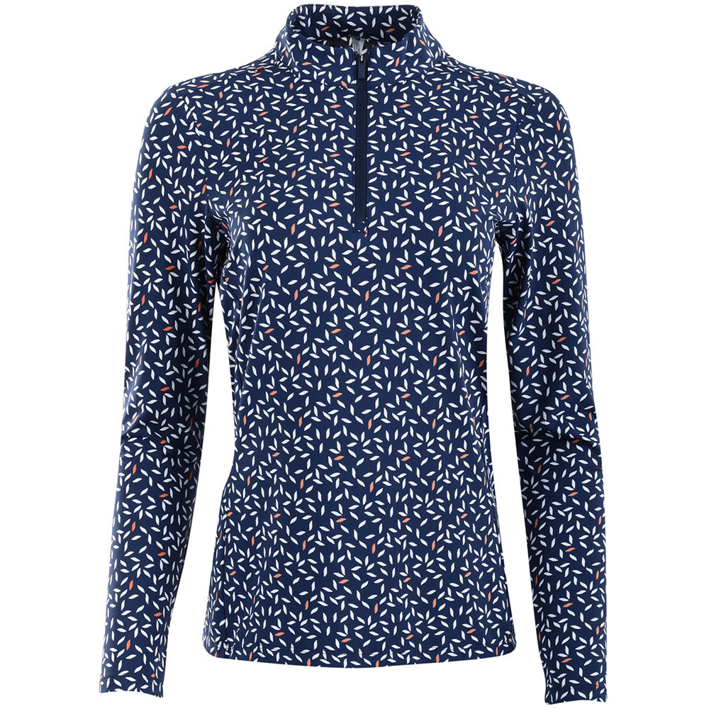 Women's Ultimate365 Printed Long Sleeve 1/4 Zip Mock Neck Polo