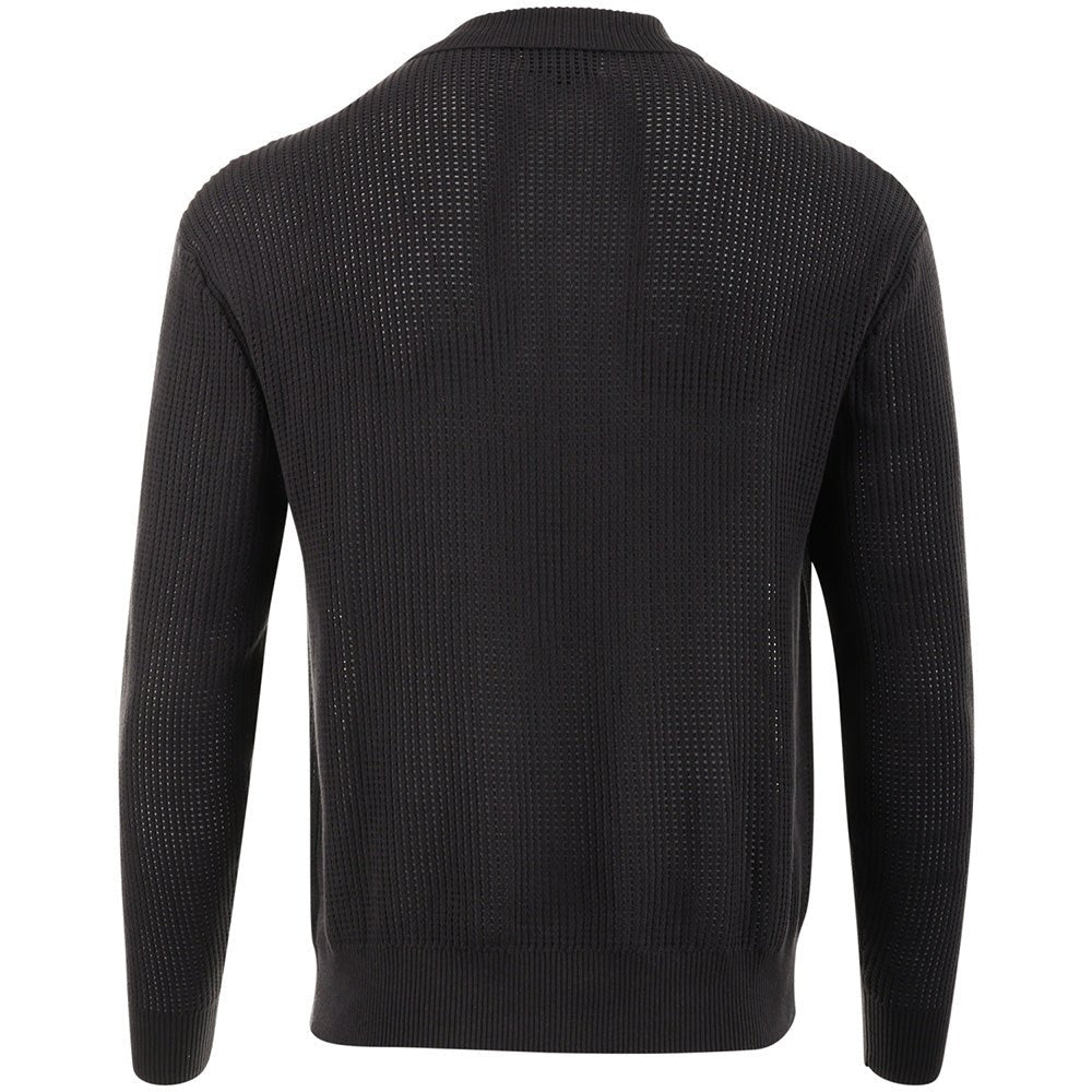 Loose Knit Long Sleeve 1/4 Zip Polo
