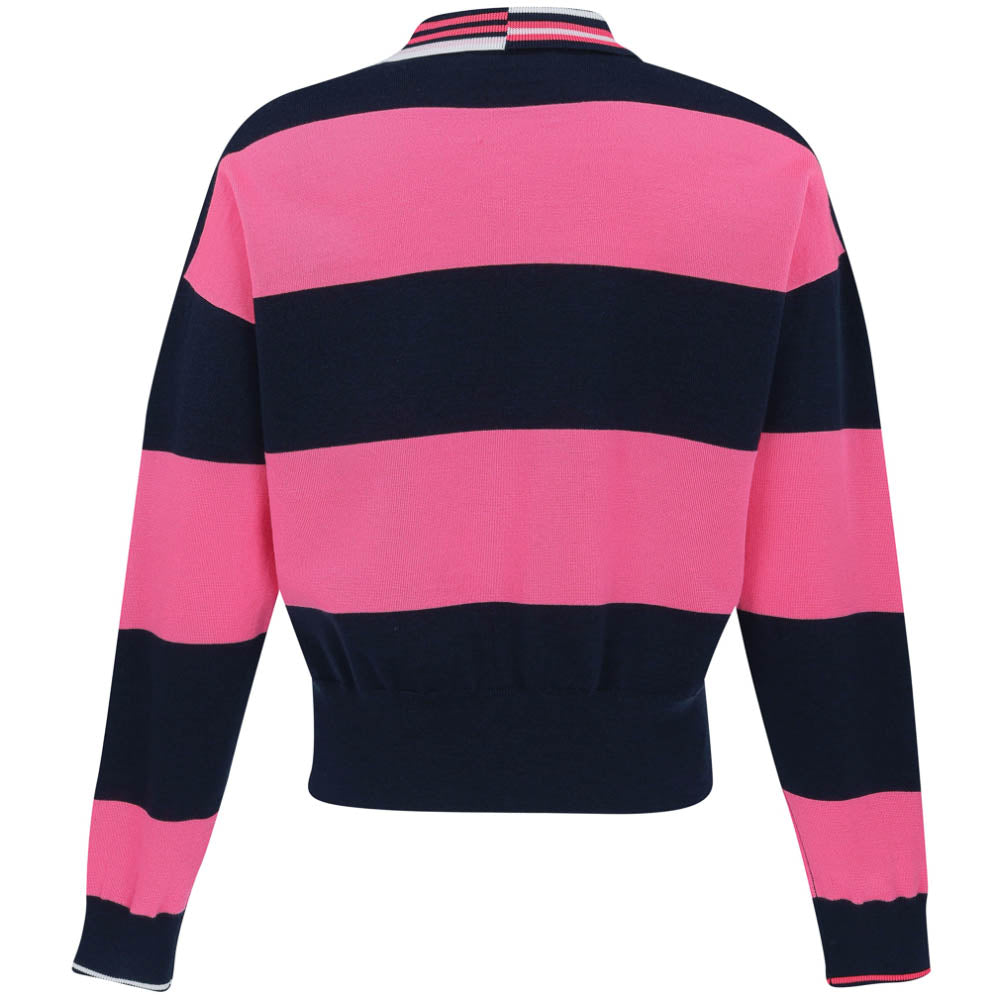 Women's Italian Wool Rugby Stripe Polo Sweater