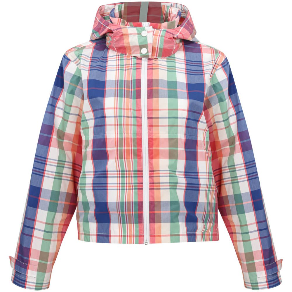Women's Plaid Packable Hooded Rain Jacket