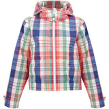 Women's Plaid Packable Hooded Rain Jacket