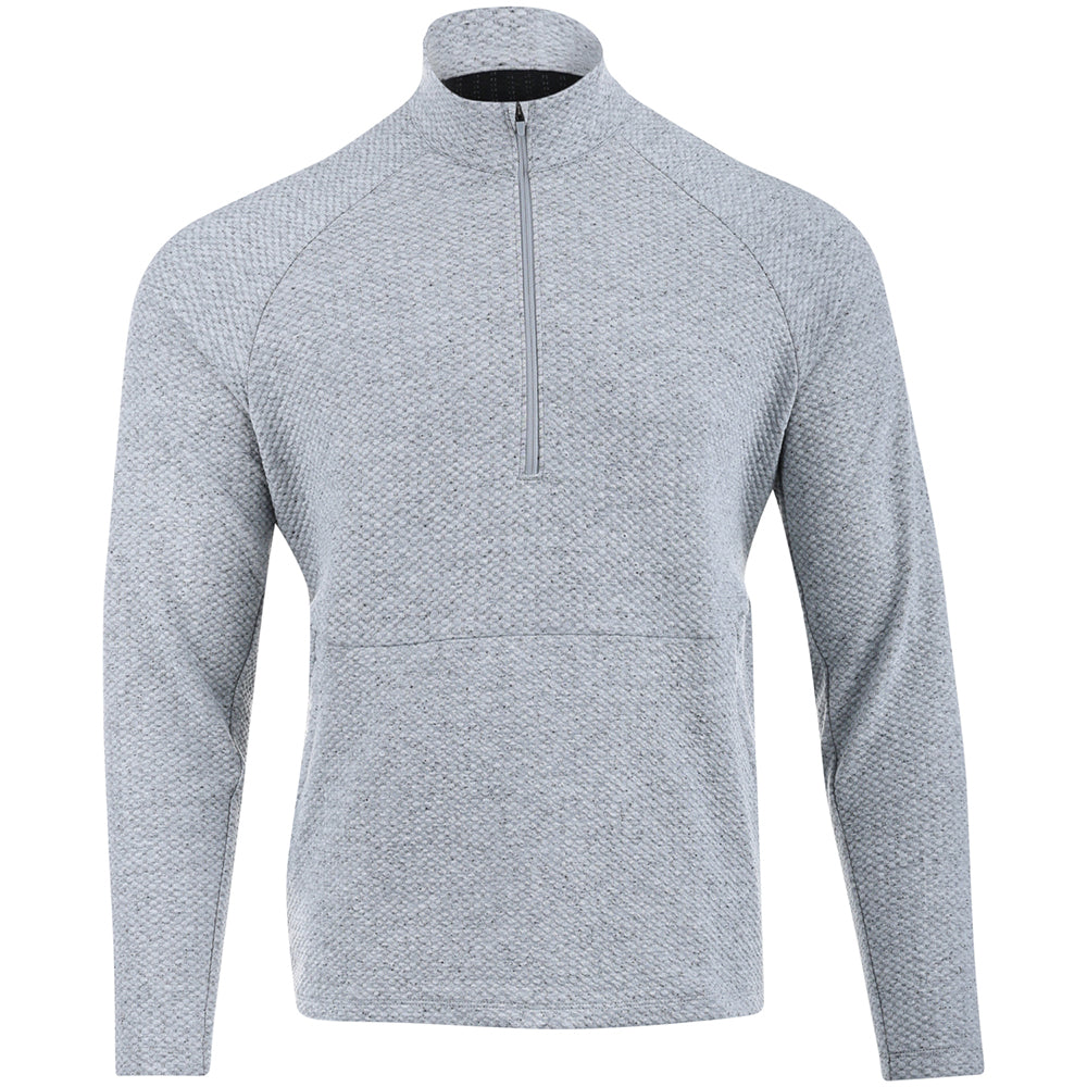 Solid Popcorn Stitch 1/4 Zip Mock Neck Pullover