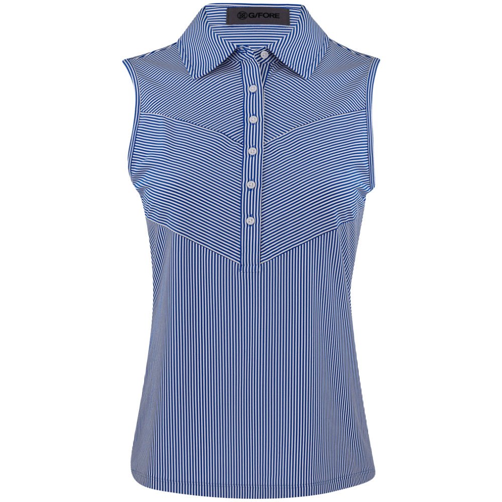 Women's Fine Tech Engineered Stripe Sleeveless Polo - Fairway Styles