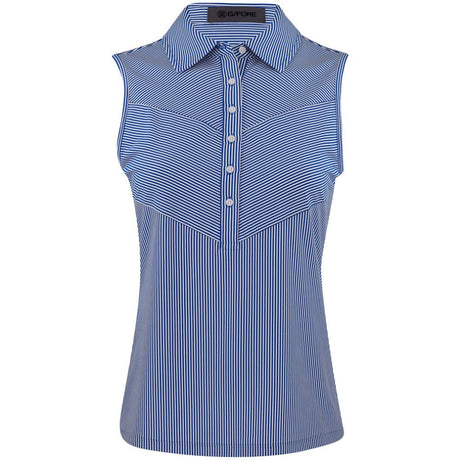 Women's Fine Tech Engineered Stripe Sleeveless Polo - Fairway Styles