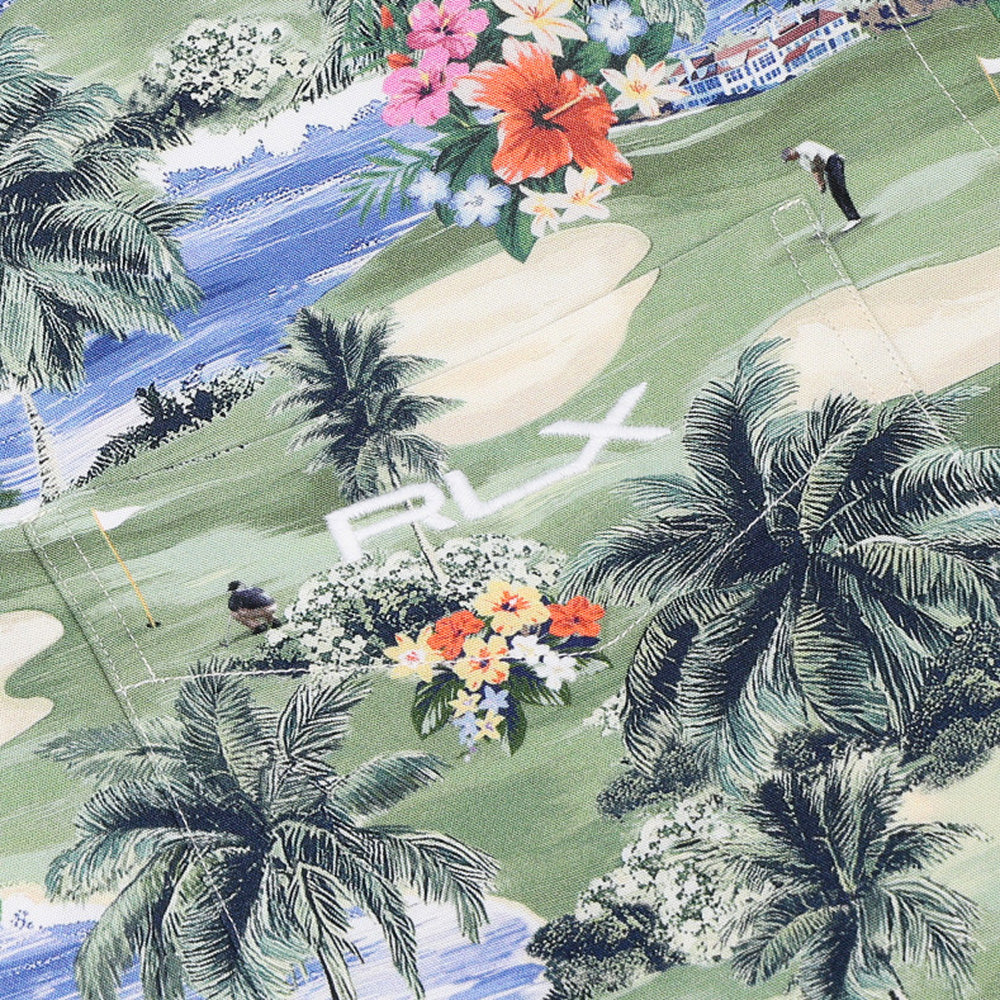 Classic Fit Golf Course-Print Camp Shirt