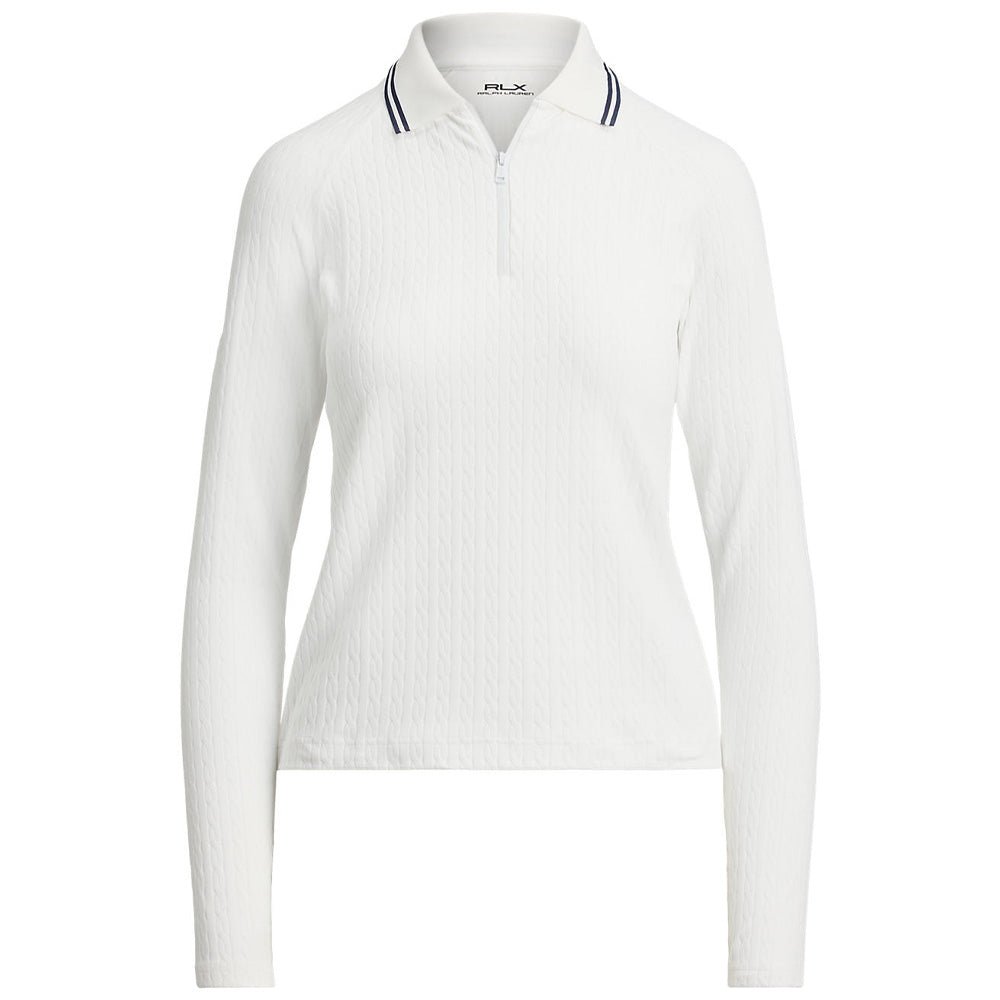 Women's Cable Long Sleeve 1/4 Zip Polo - Fairway Styles