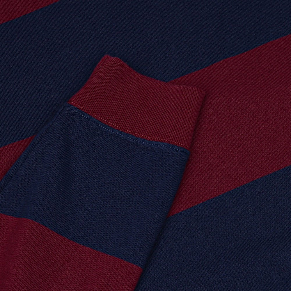 Big Fit Striped Jersey Rugby Long Sleeve Polo