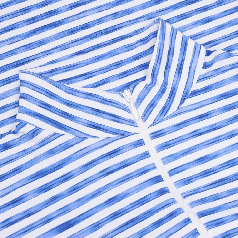 Women's Long Sleeve 1/4 Zip Mock Neck Top - Landon Stripe II Print