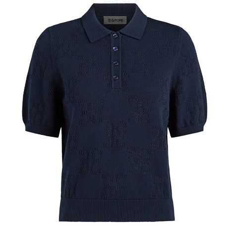 Women's Pointelle G Cotton Silk Cashmere Sweater Polo