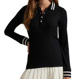 Women's Slim Fit Ribbed Long-Sleeve Polo