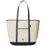 Women's Leather - Trim Canvas Medium Shopper Tote Bag - Fairway Styles