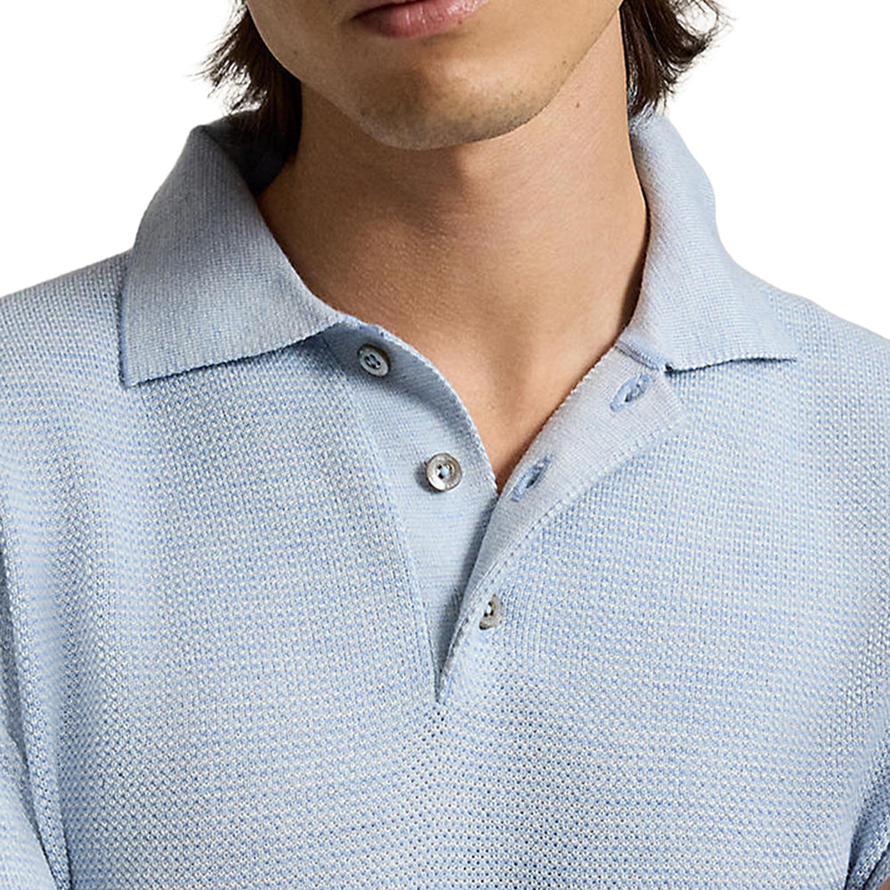 Striped Performance Polo Collar Sweater