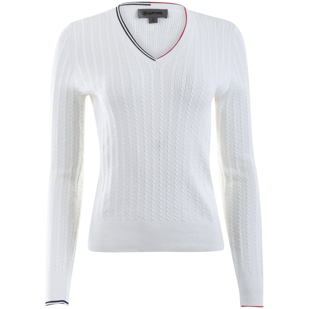 Women's Cable Knit Cashmere V-Neck Sweater