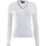 Women's Cable Knit Cashmere V-Neck Sweater