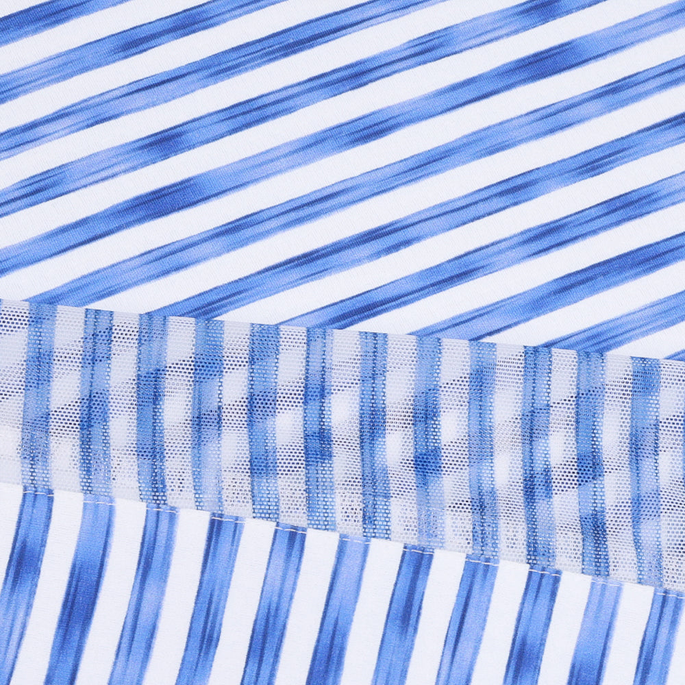 Women's Long Sleeve 1/4 Zip Mock Neck Top - Landon Stripe II Print